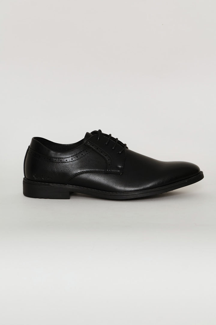 Basic Lace Up Formal Derby Shoe - Black