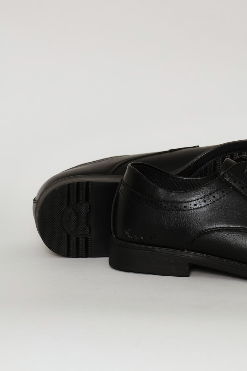 Basic Lace Up Formal Derby Shoe - Black
