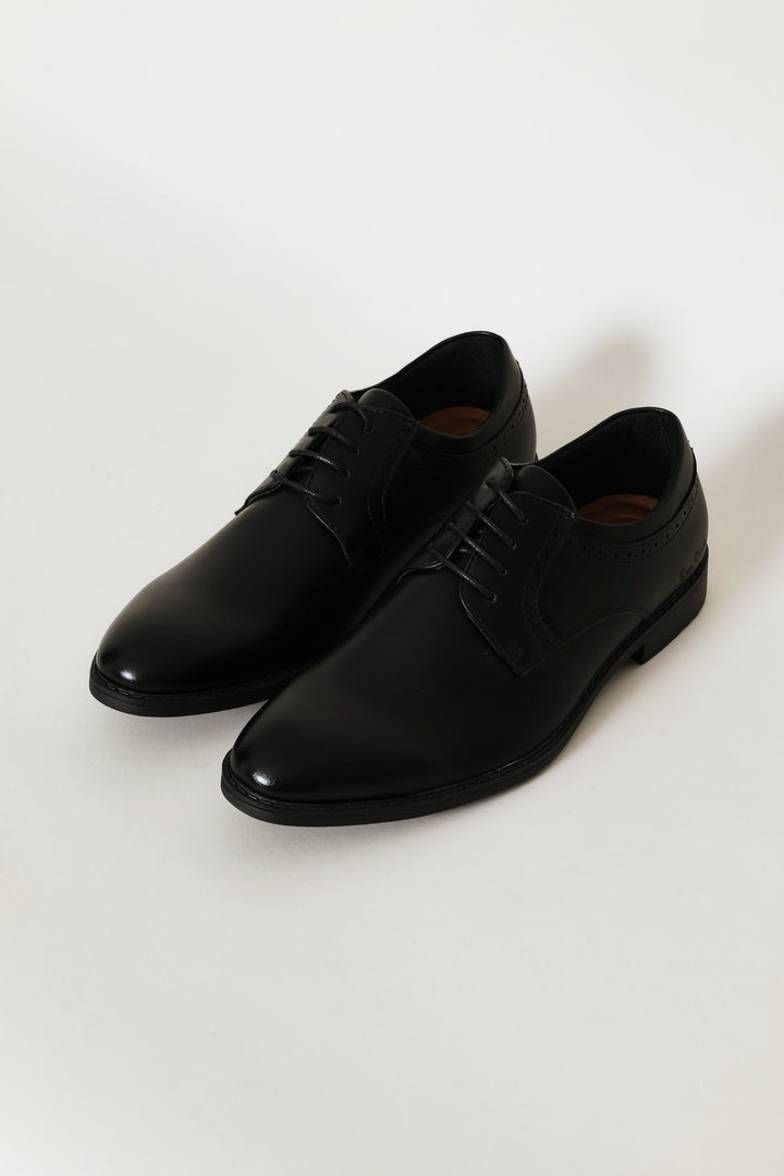 Basic Lace Up Formal Derby Shoe - Black