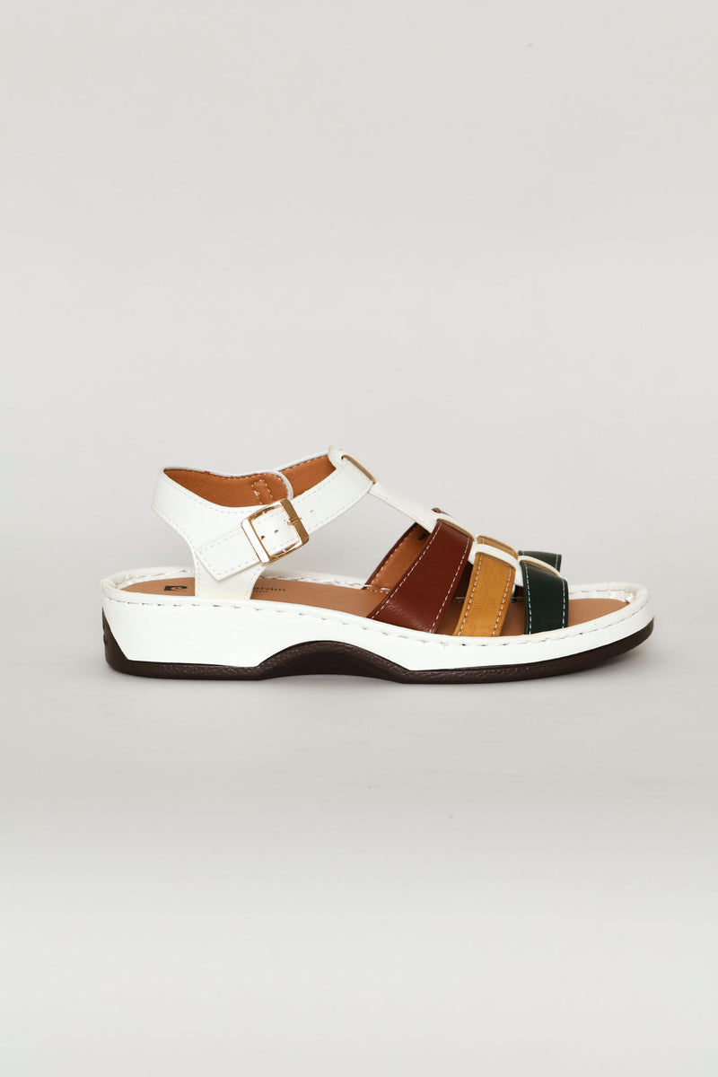 Multi Stripe Sandal - Black/Red