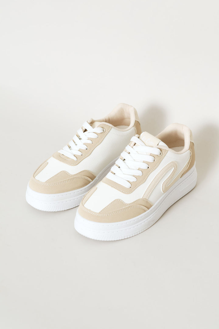 Colour Block Sneaker - Beige