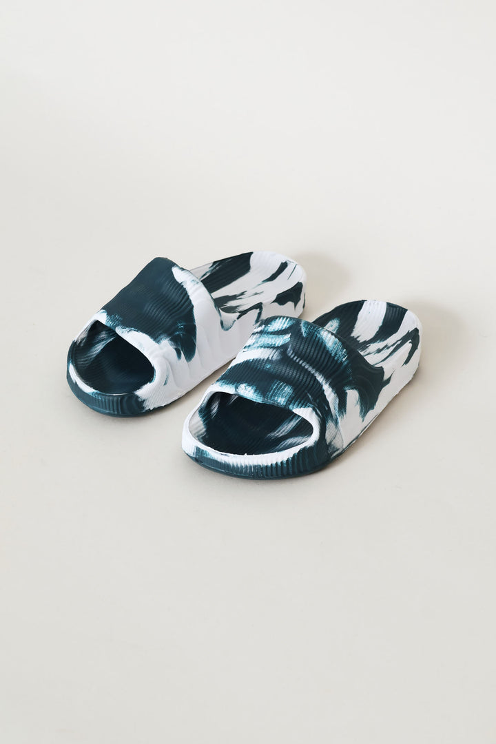 Boys Marbled 3D Slide - Denim