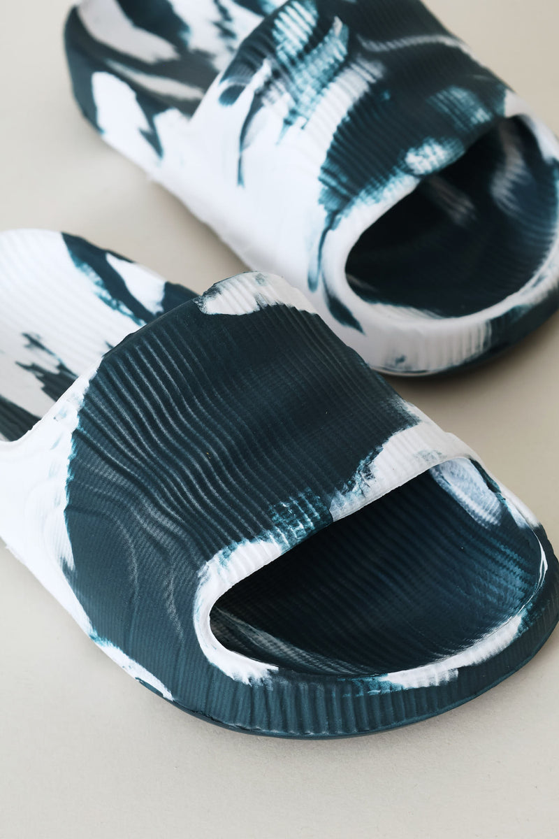 Boys Marbled 3D Slide - Denim