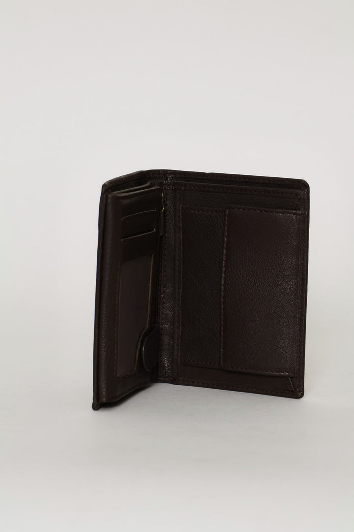Faux Leather Embossed Wallet - Brown