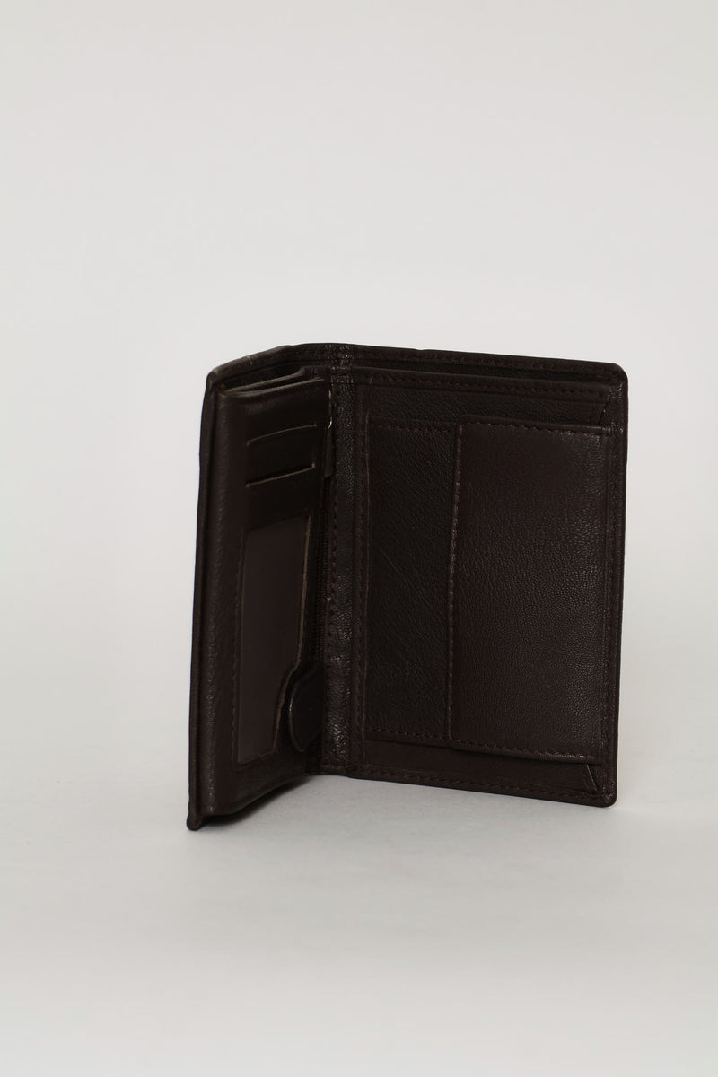 Faux Leather Embossed Wallet - Brown