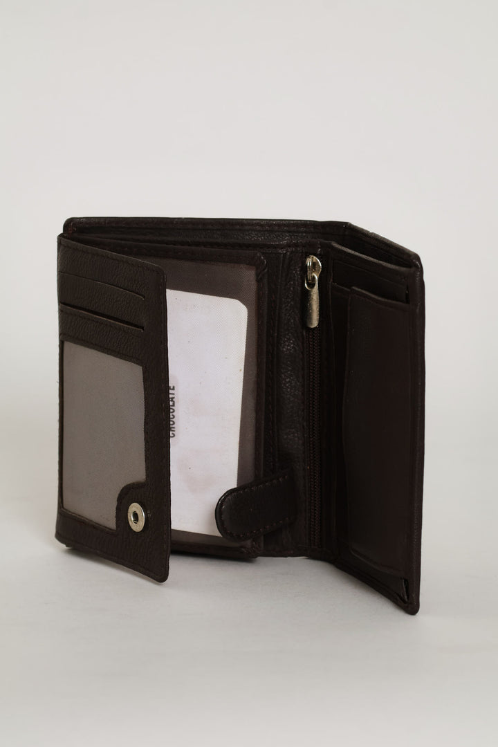 Faux Leather Embossed Wallet - Brown