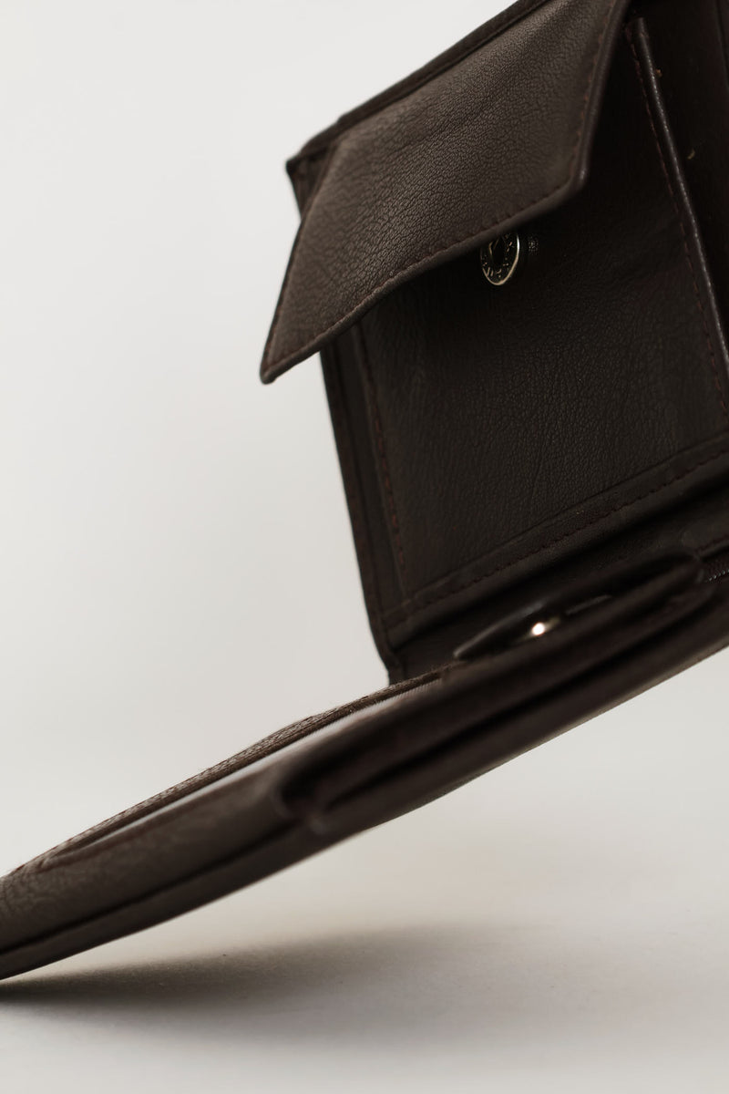 Faux Leather Embossed Wallet - Brown