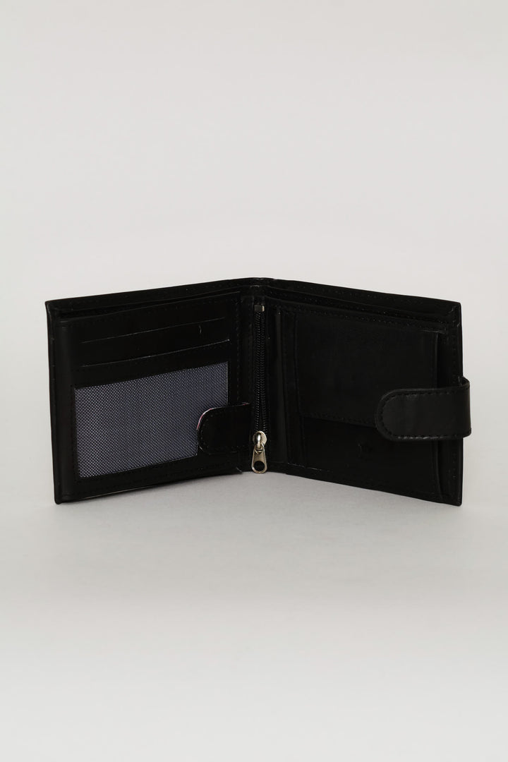Bill Fold Faux Leather Wallet - Brown