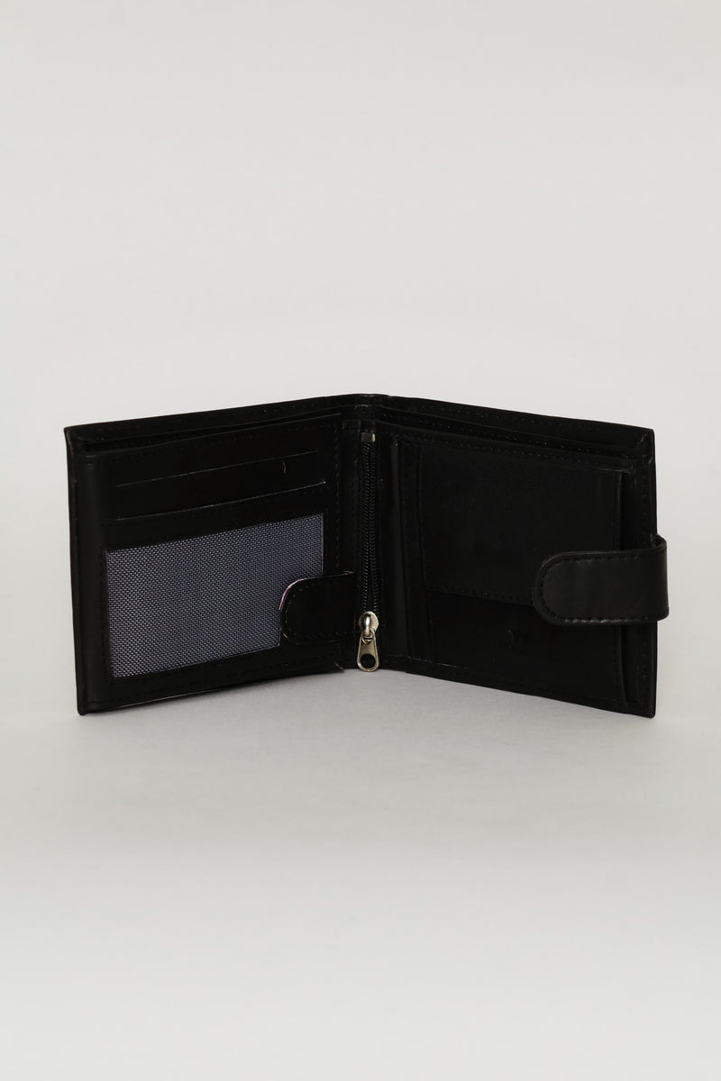 Bill Fold Faux Leather Wallet - Brown