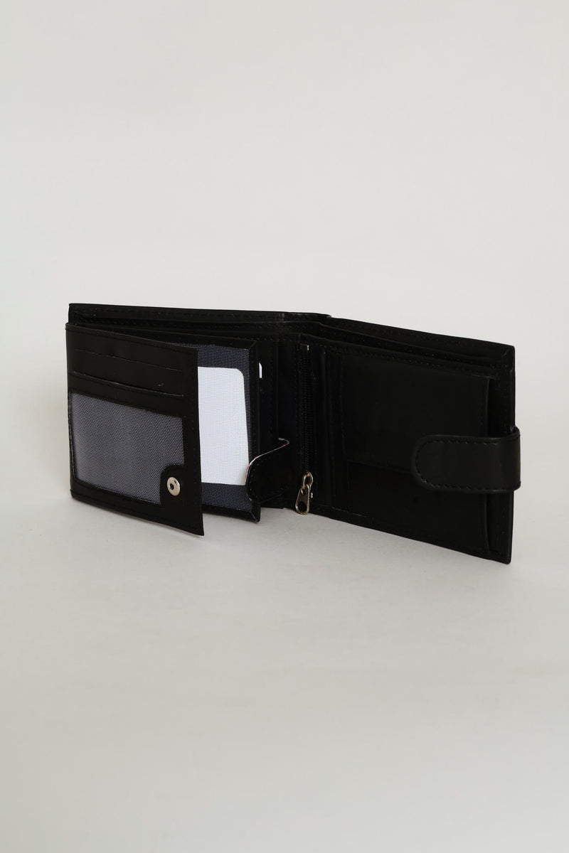Bill Fold Faux Leather Wallet - Brown