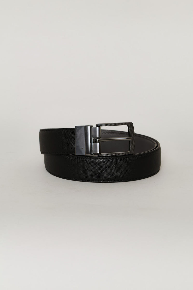 Textured Buckle Belt - Black