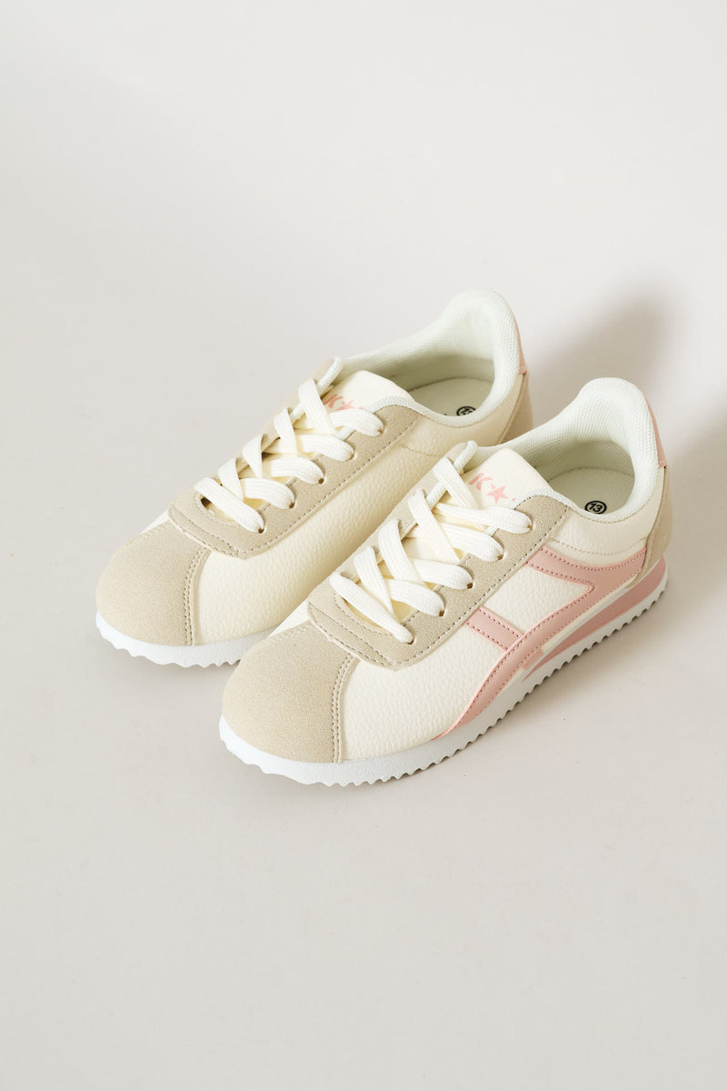 Pre-Girls Glade Retro Street Sneaker - White/Light Pink