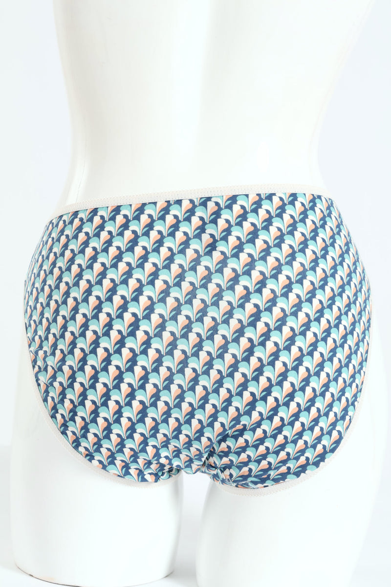 5 Pack Cotton Stretch Hicut Panties - Tri Leaf/Blue/Dot/Purple/Grey