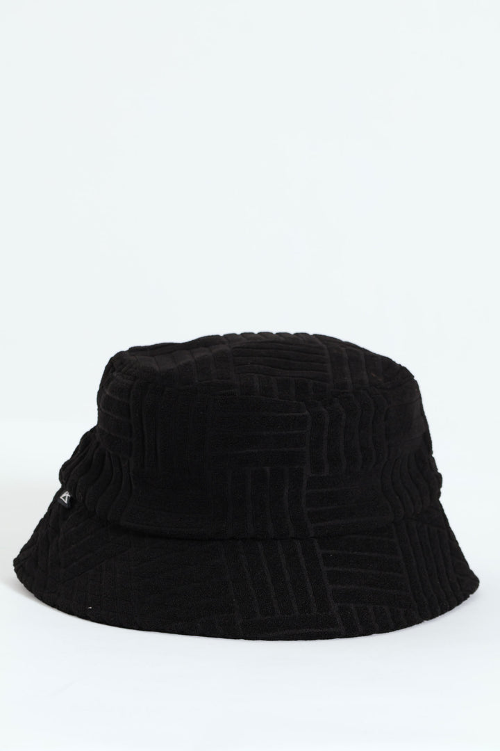 Pattern Towelling Bucket Hat - Black