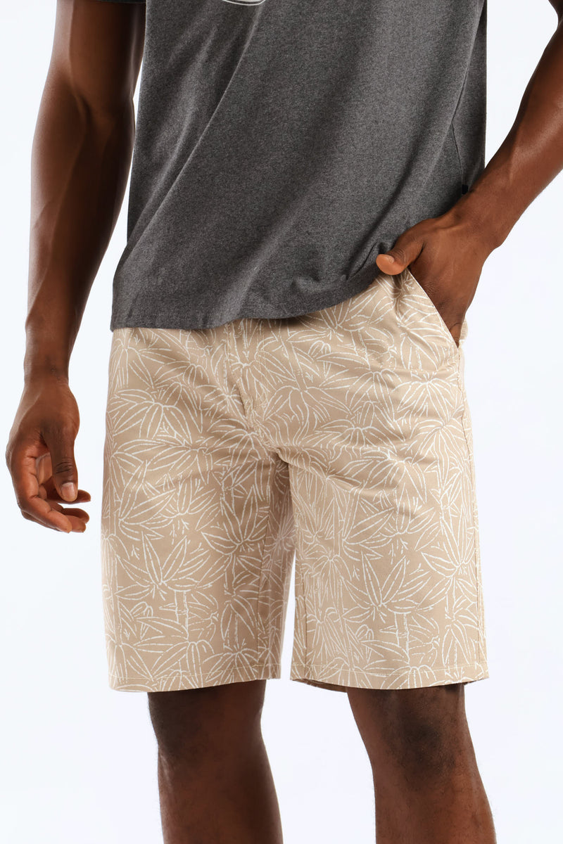 Tropical Bamboo Chino Short - Stone
