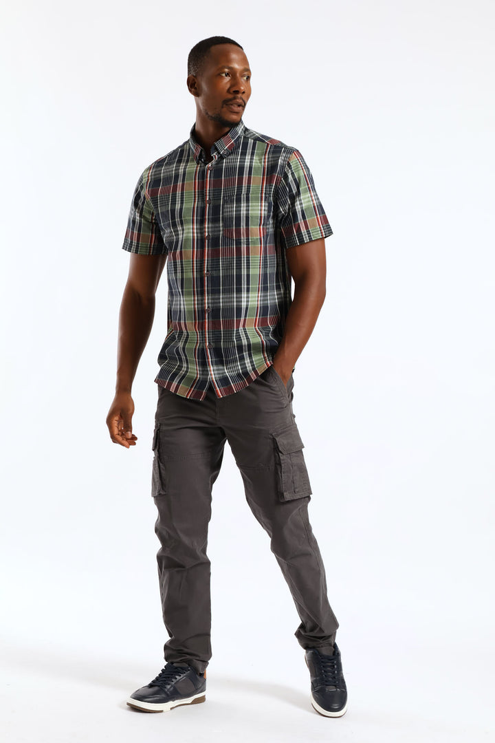 Check Button Down Shirt - Green/Navy