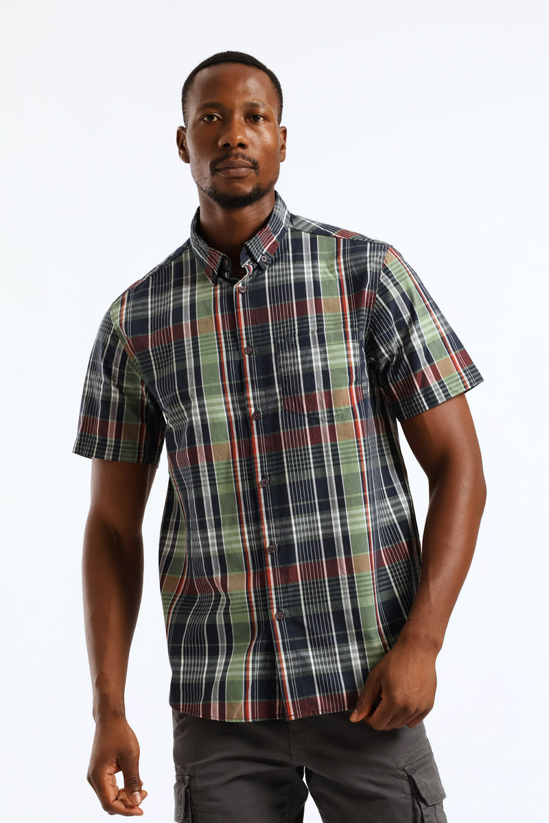 Check Button Down Shirt - Green/Navy