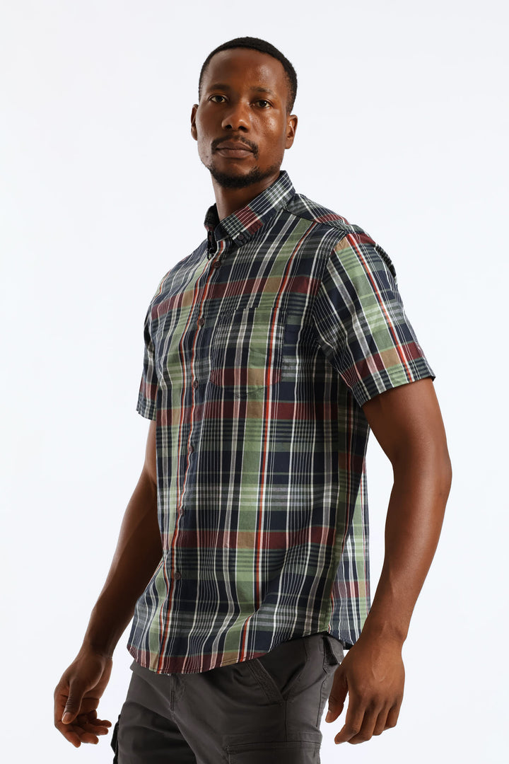 Check Button Down Shirt - Green/Navy
