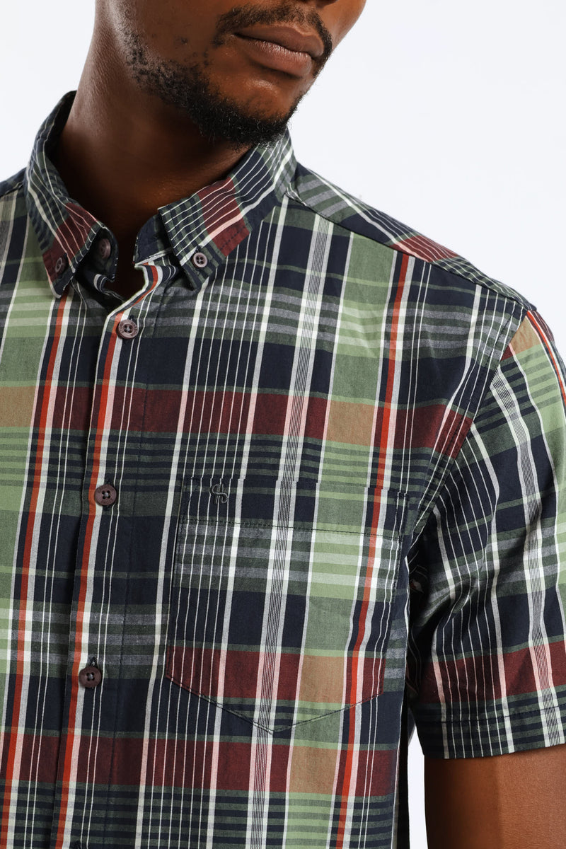 Check Button Down Shirt - Green/Navy