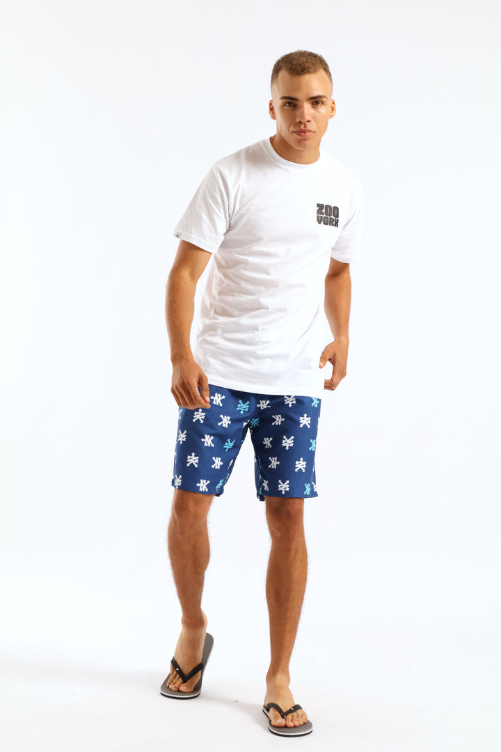 Multi Logo Swim Short - Navy