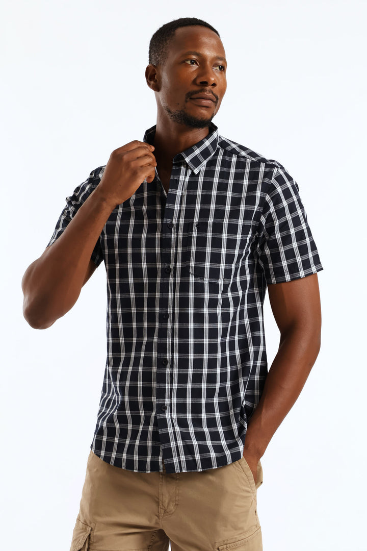 Regular Check Shirt - Navy/White