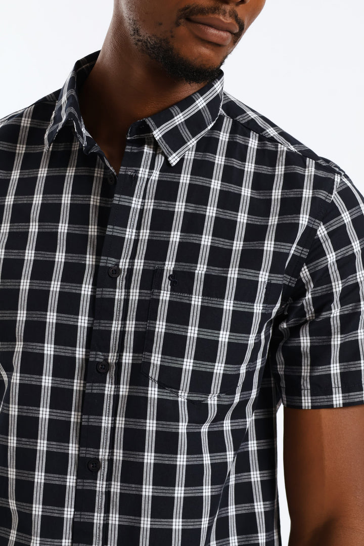 Regular Check Shirt - Navy/White