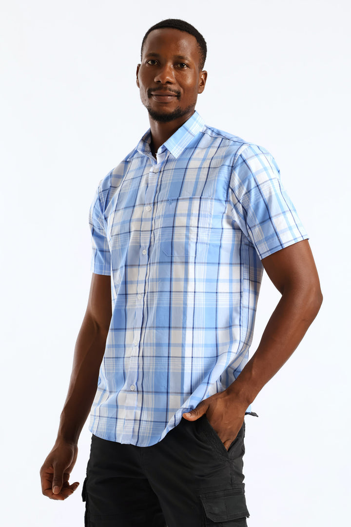 Check Button Down Shirt - Light Blue/White