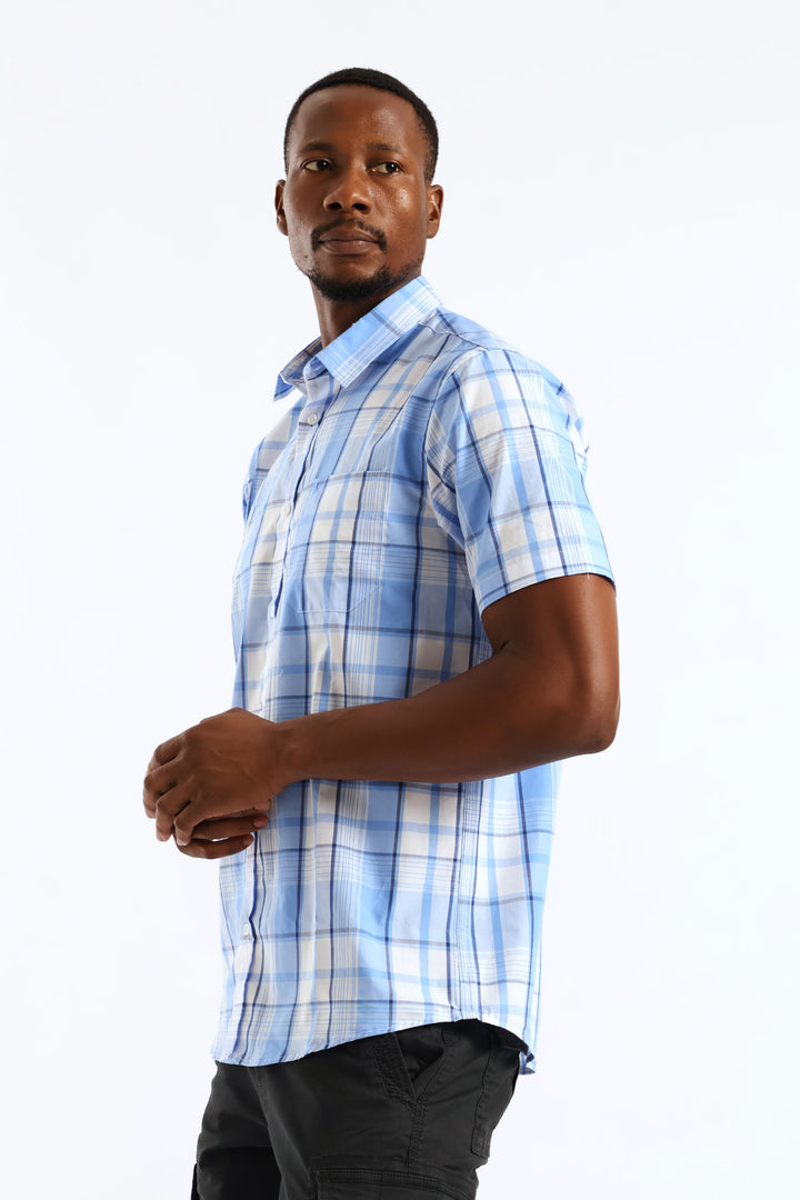 Check Button Down Shirt - Light Blue/White
