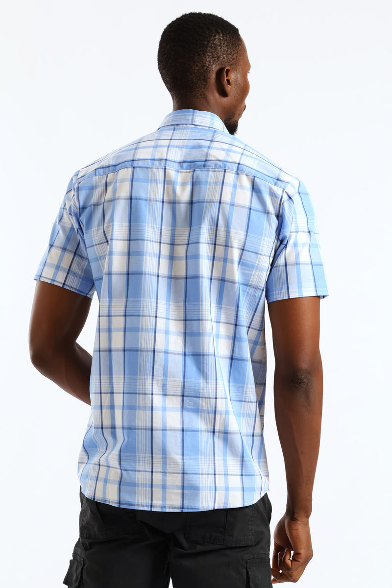 Check Button Down Shirt - Light Blue/White