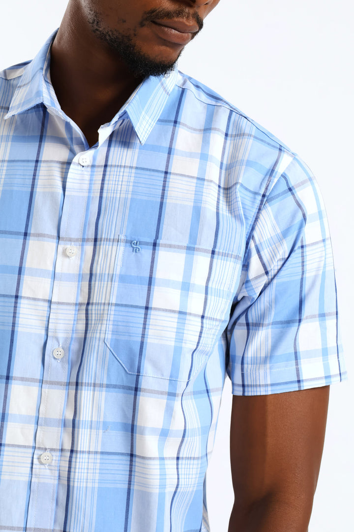 Check Button Down Shirt - Light Blue/White