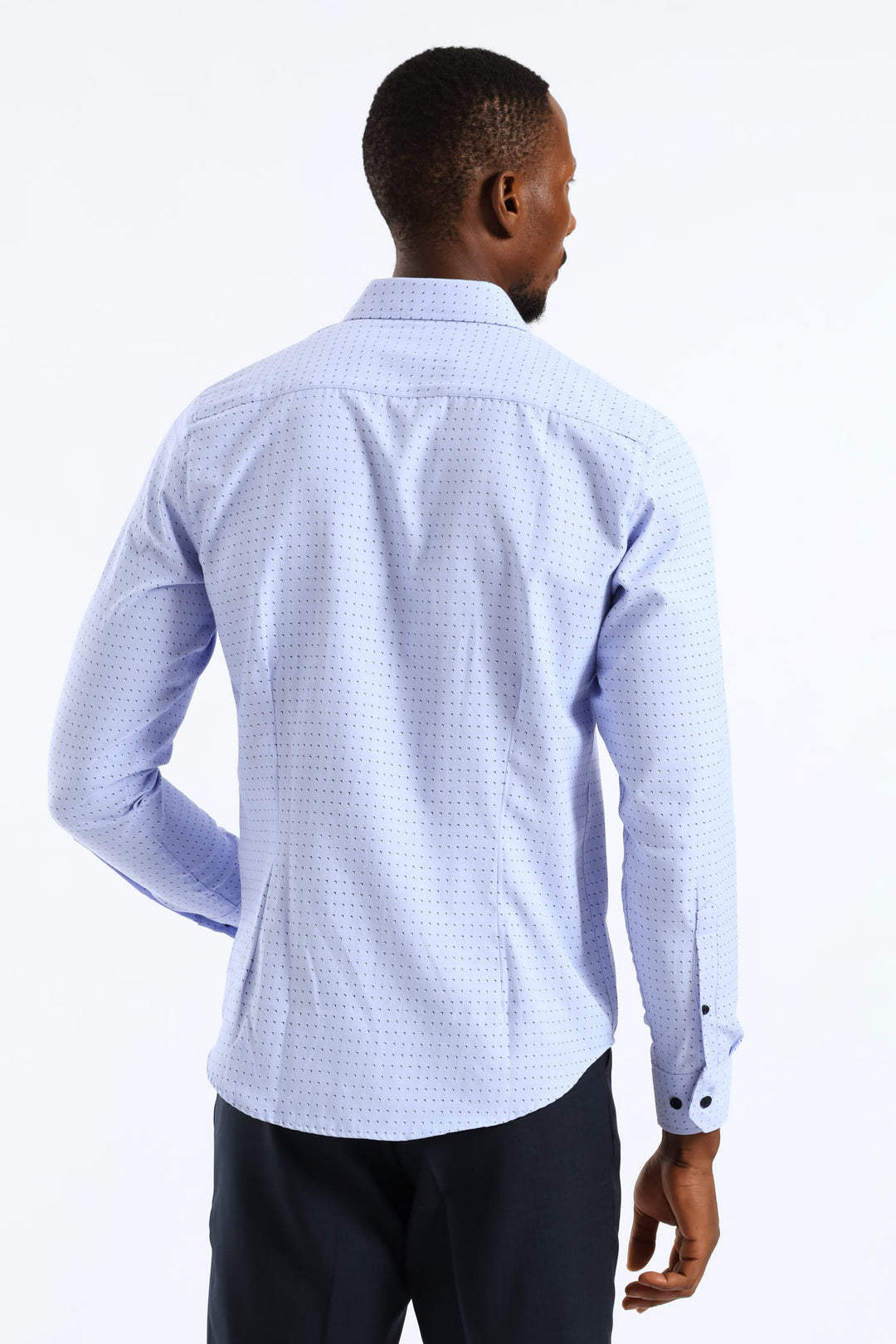 Regular Abstract Geometric Textured Shirt - Light Blue