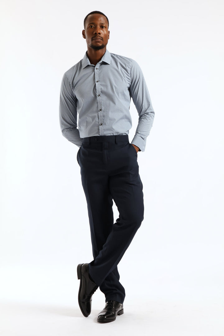 Regular Abstract Printed Textured Shirt - Mid Blue