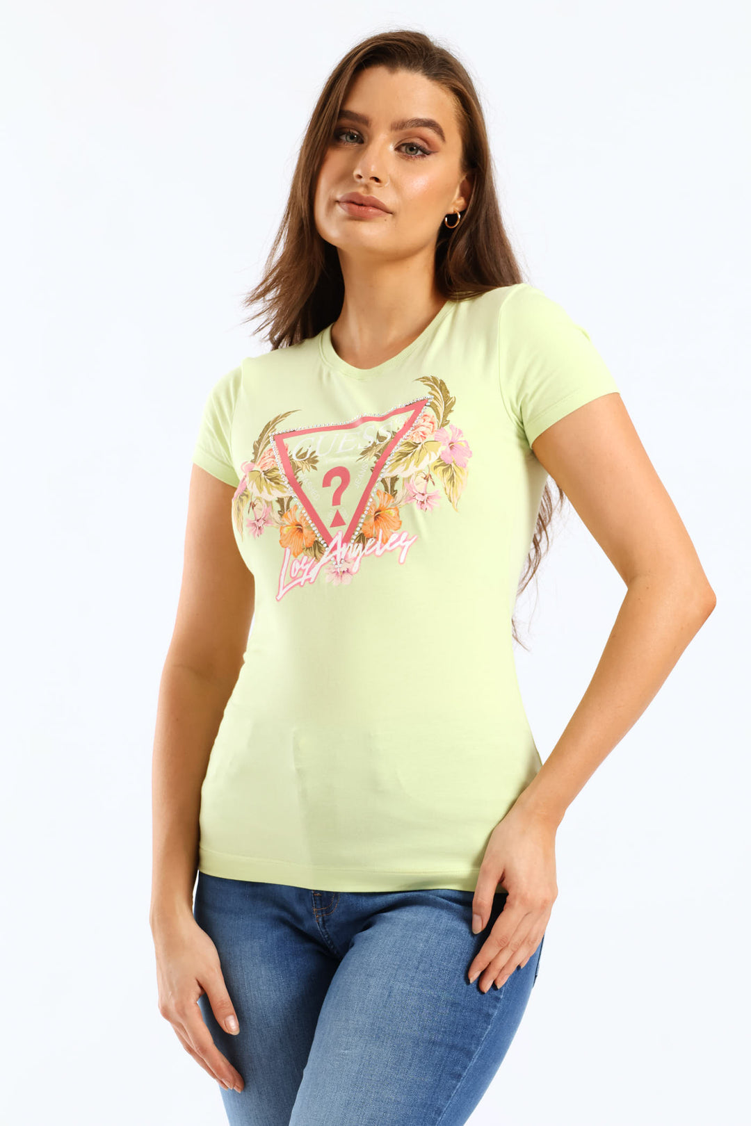 Short Sleeve Triangle Flowers Tee - Green