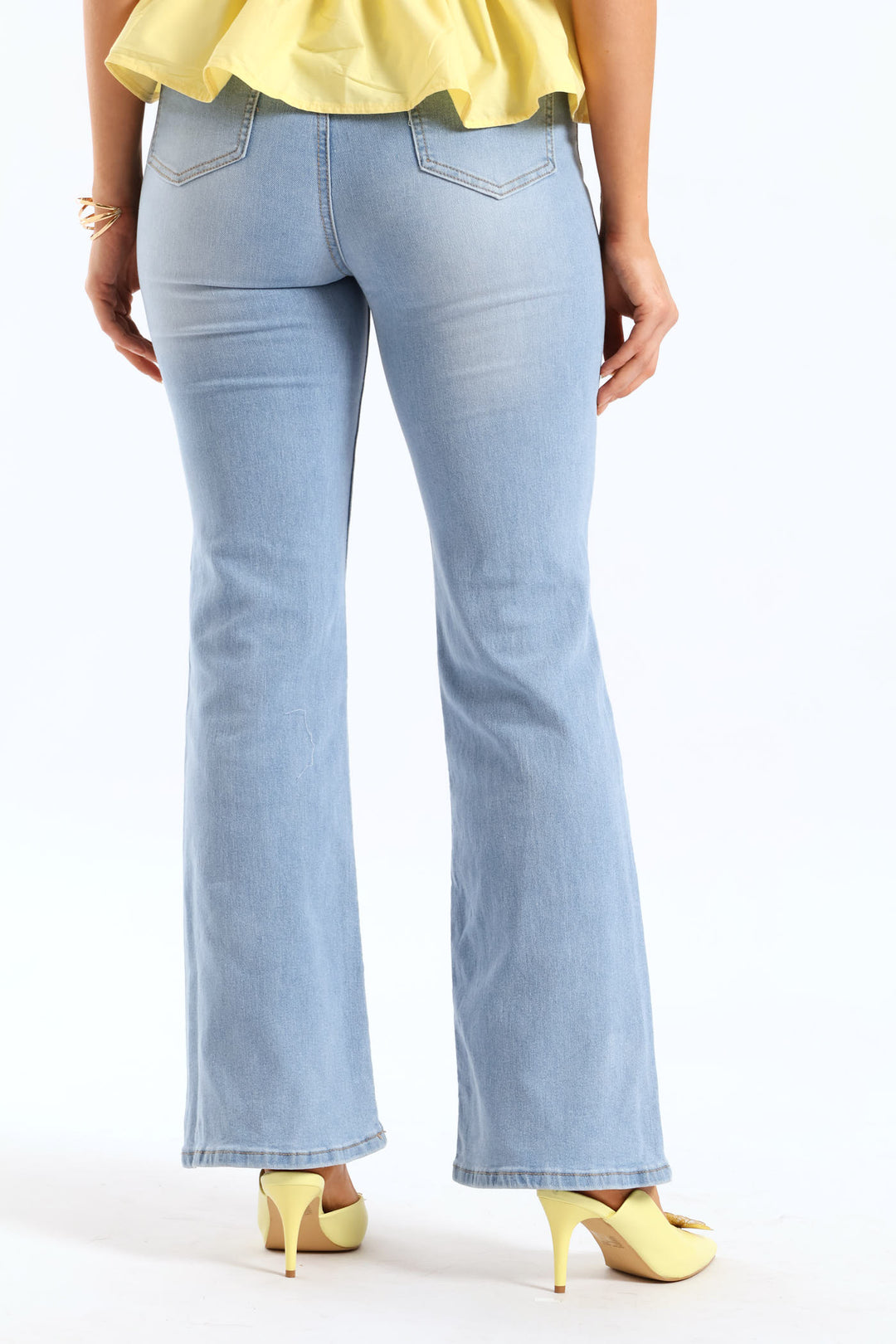 Hi Waist Western Belt Bootleg Denim - Light Wash