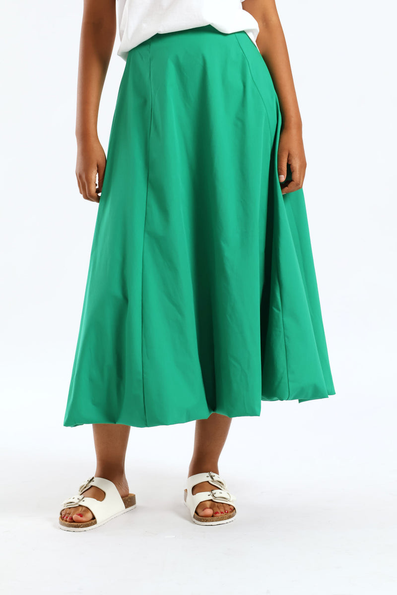 Panelled Bubble Midi Skirt - Emerald
