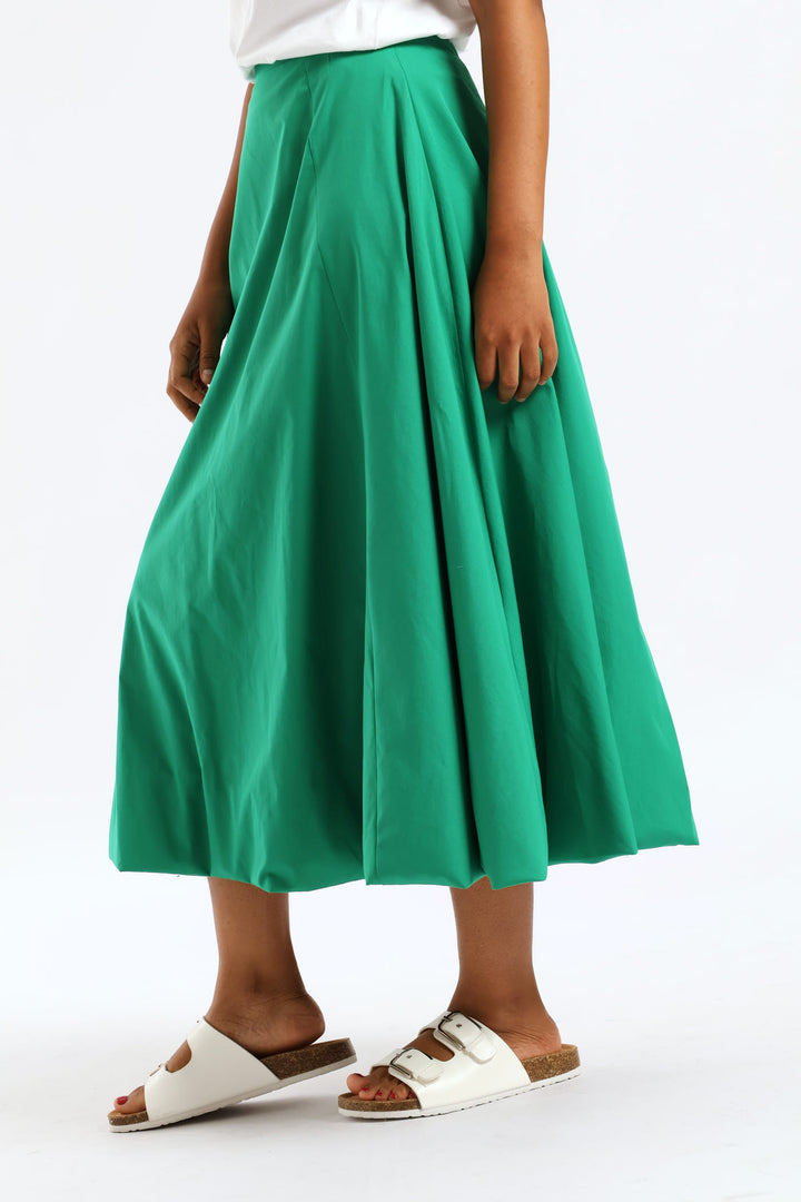 Panelled Bubble Midi Skirt - Emerald