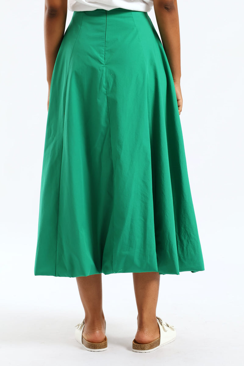 Panelled Bubble Midi Skirt - Emerald