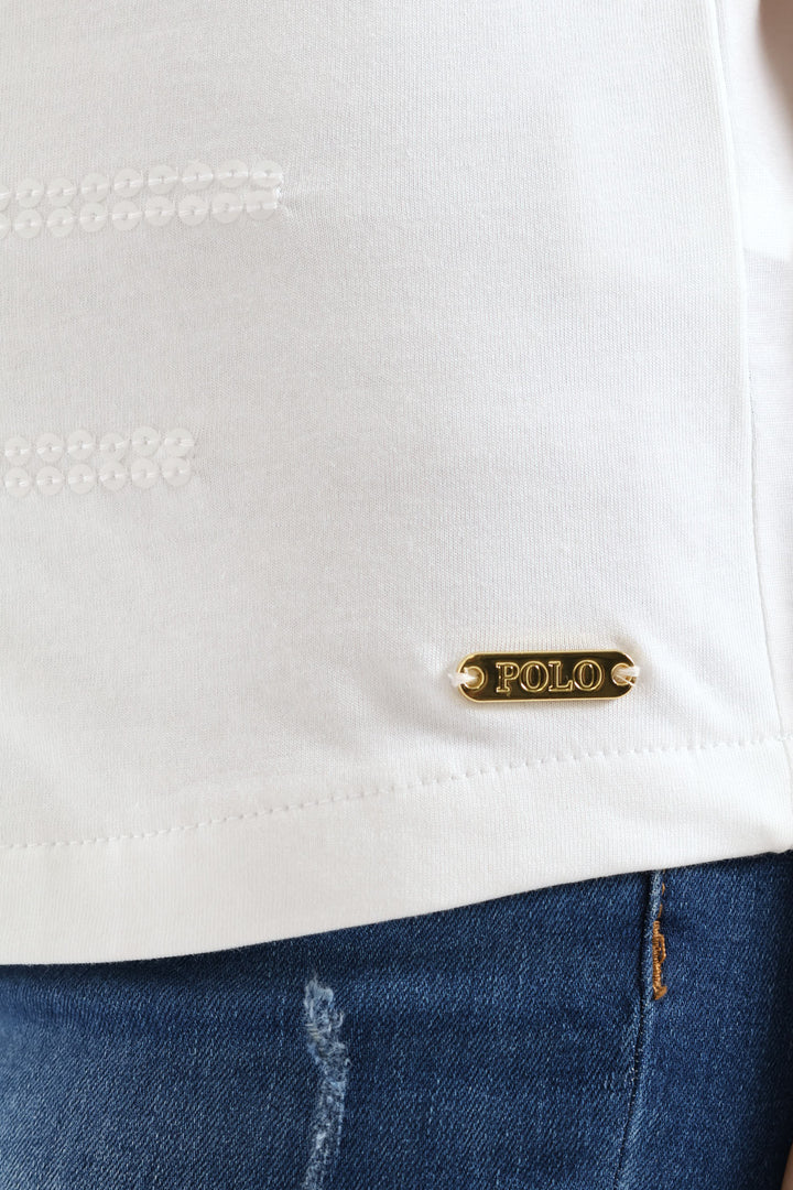 Anele Sequin T-Shirt - Off White