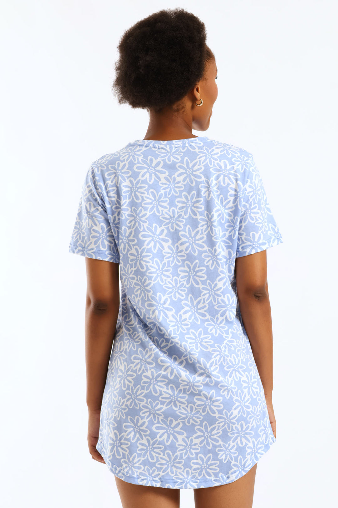 Daisies Knit Sleepshirt - Light Blue