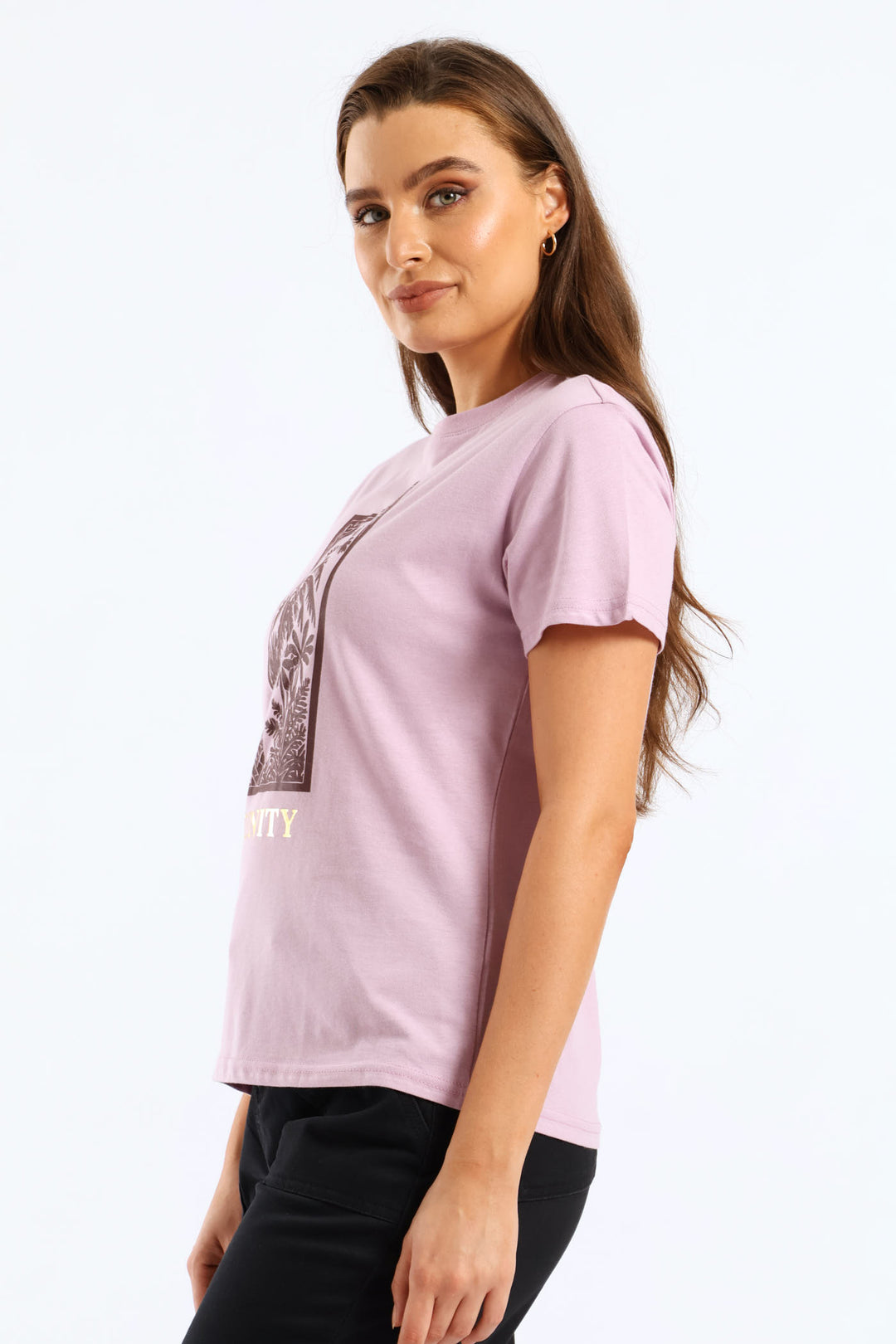 Serenity Palm Foil Tee - Lavender