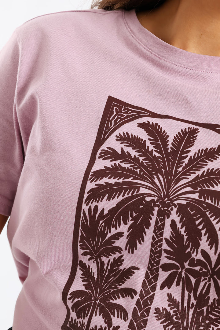 Serenity Palm Foil Tee - Lavender