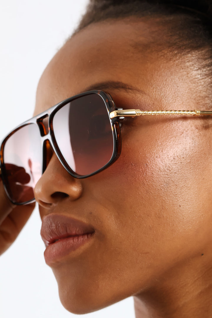 Gradient Retro Sunglasses - Tortoise