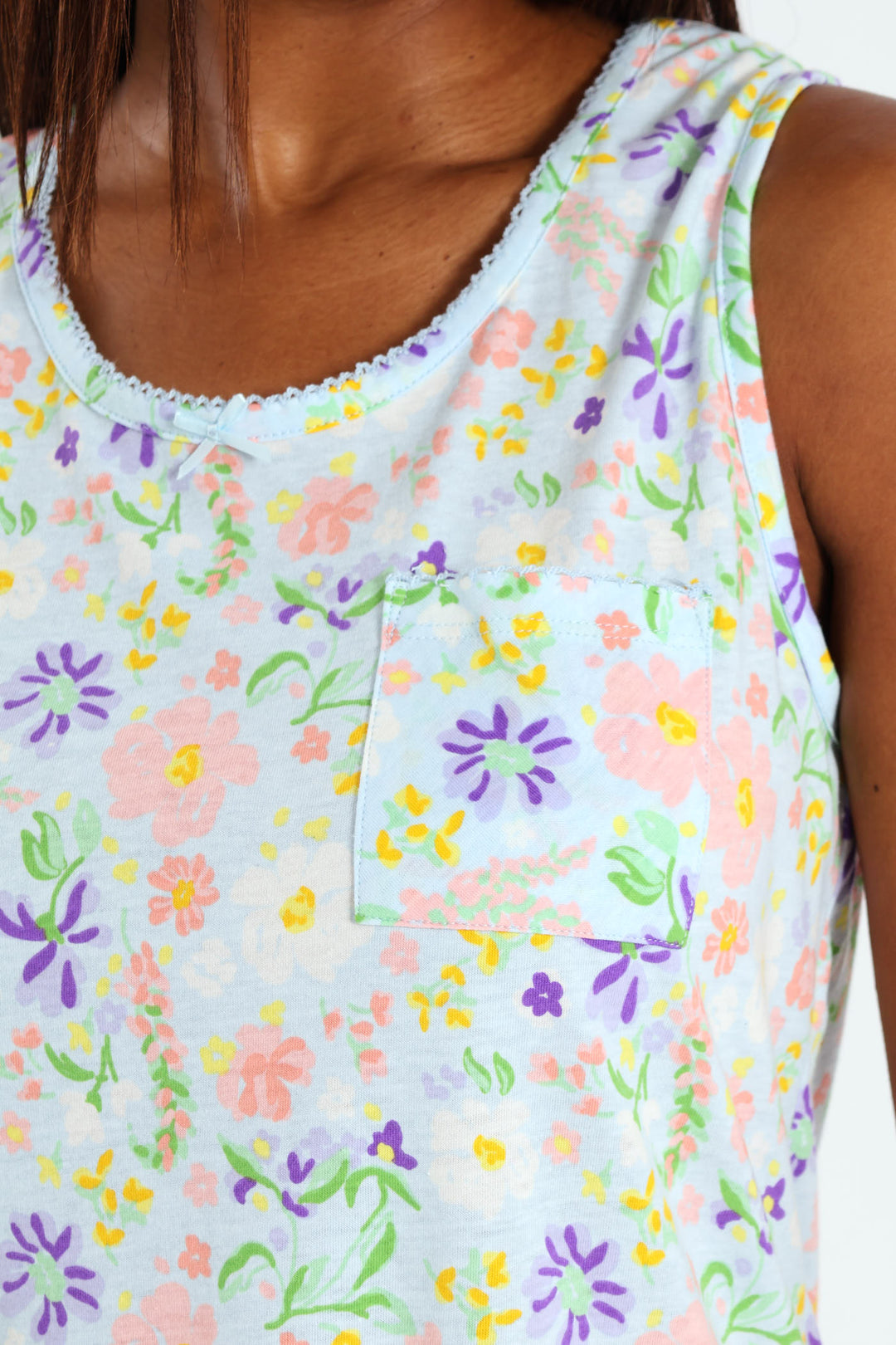 Soft Floral Top & Short Sleep Set - Blue