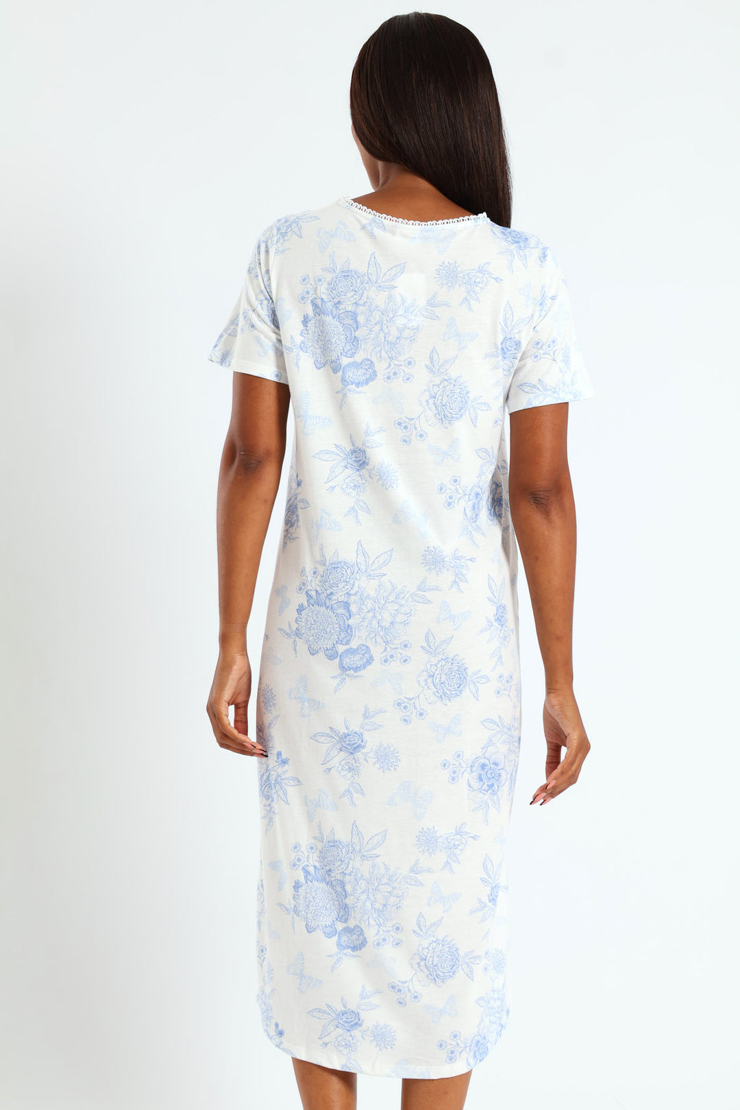 Longer Length Knit Butterfly Nightie - White