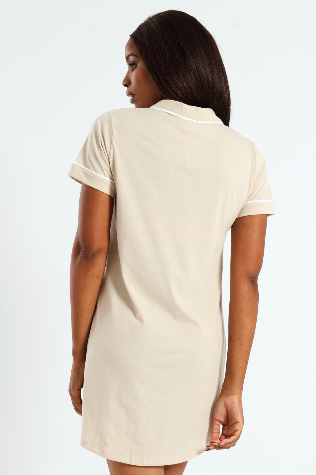 Button Through Knit Sleepshirt - Light Brown