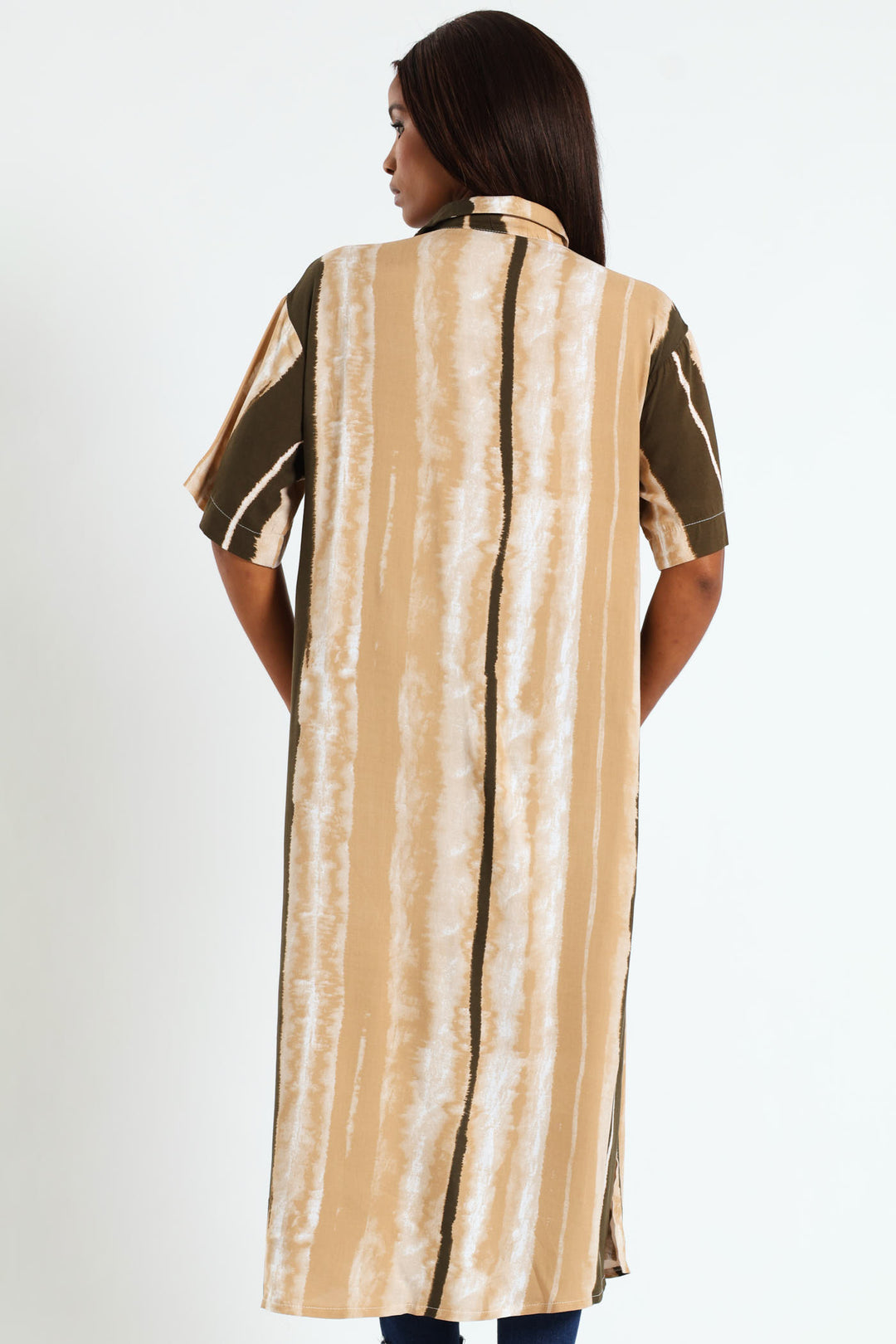Longline Tunic Shirt With Slits - Multi