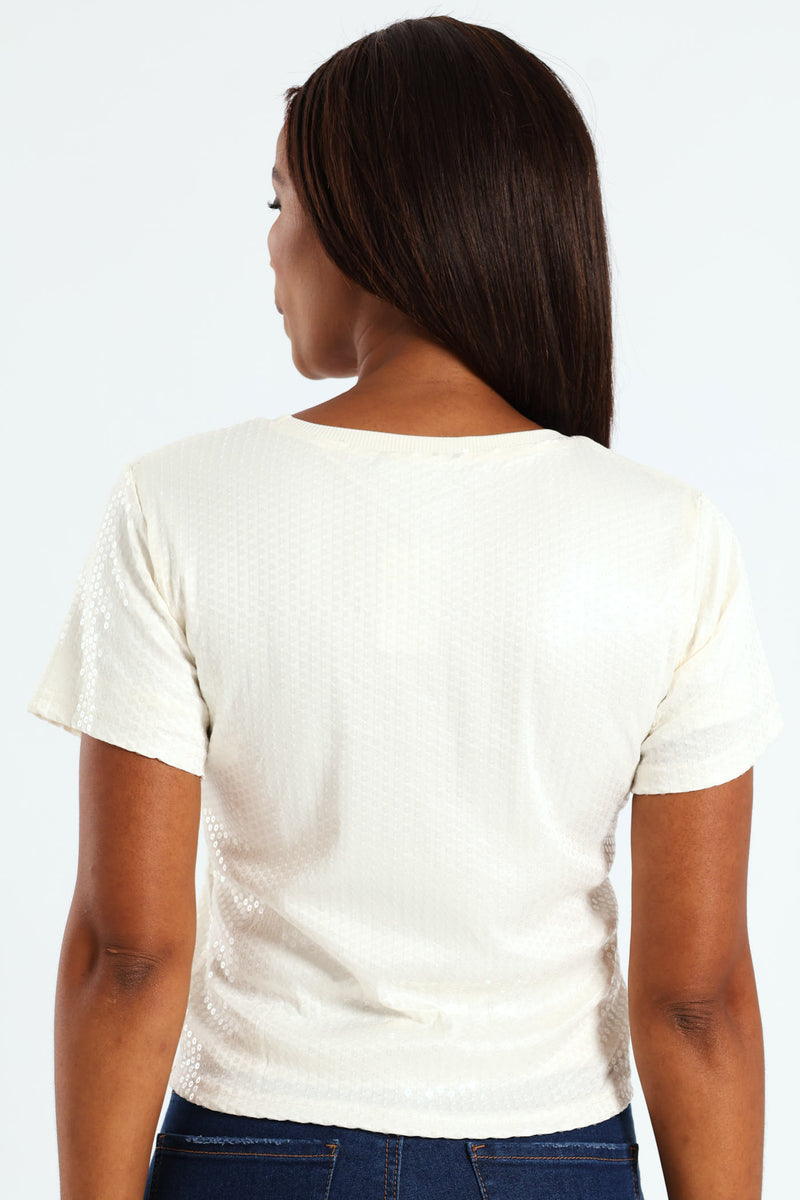 Sequin Blouse - Cream