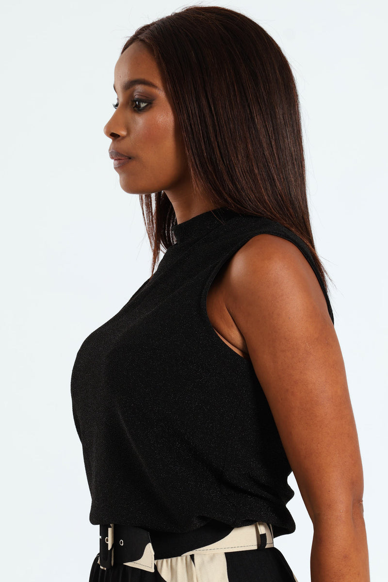 Turtleneck Tank Top - Black