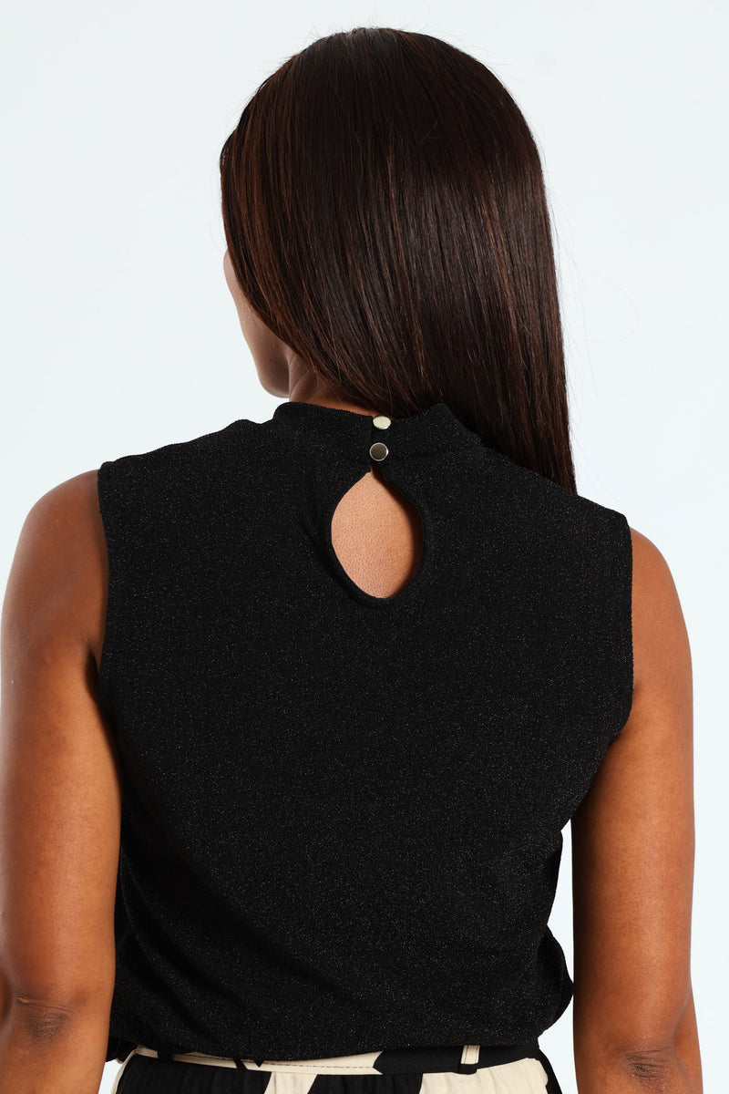 Turtleneck Tank Top - Black