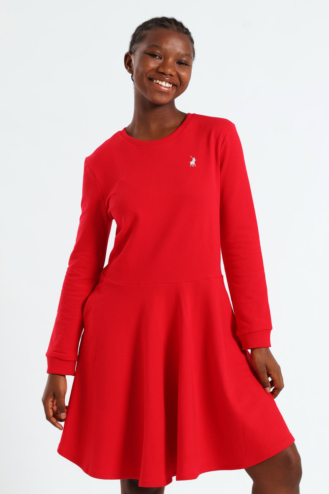 Girls Harper Long Sleeve Dress - Red